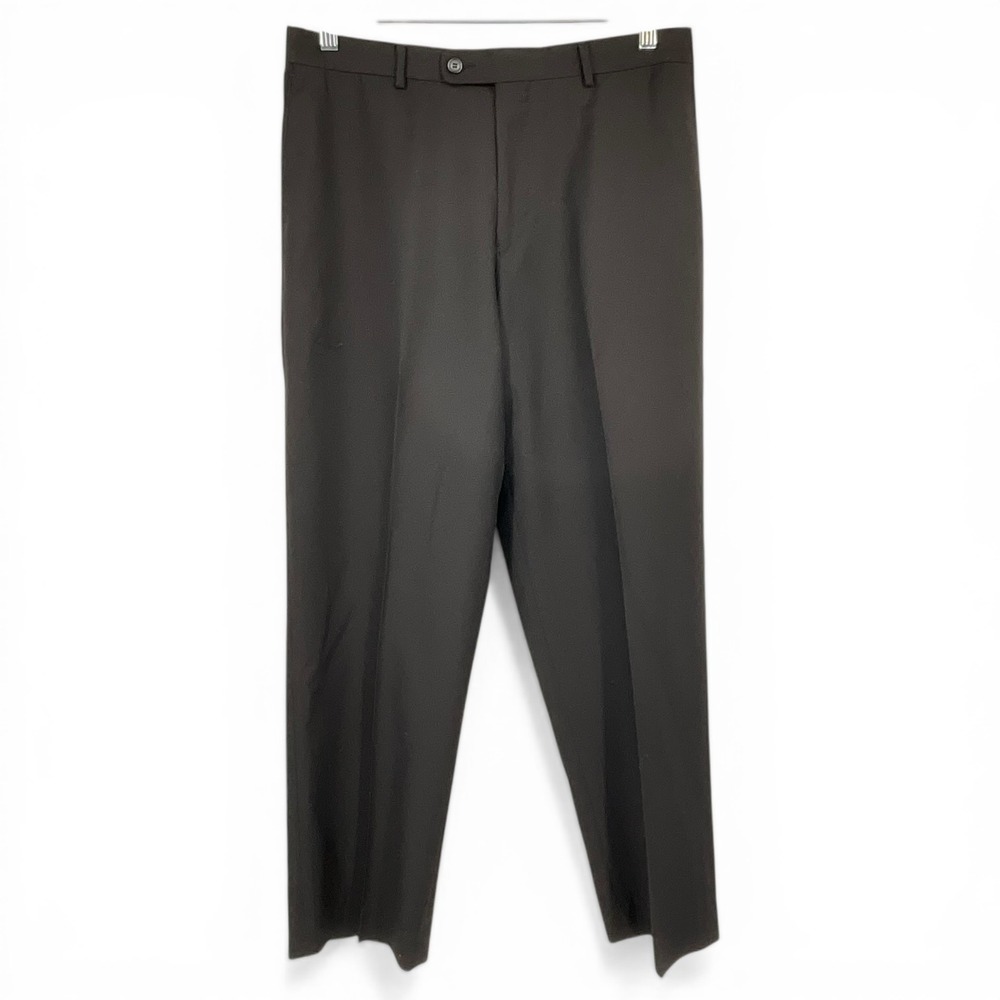 Angelo Rossi Mens Black Dress Pants Flat Front Designed in Milan‎ Italy 32x28